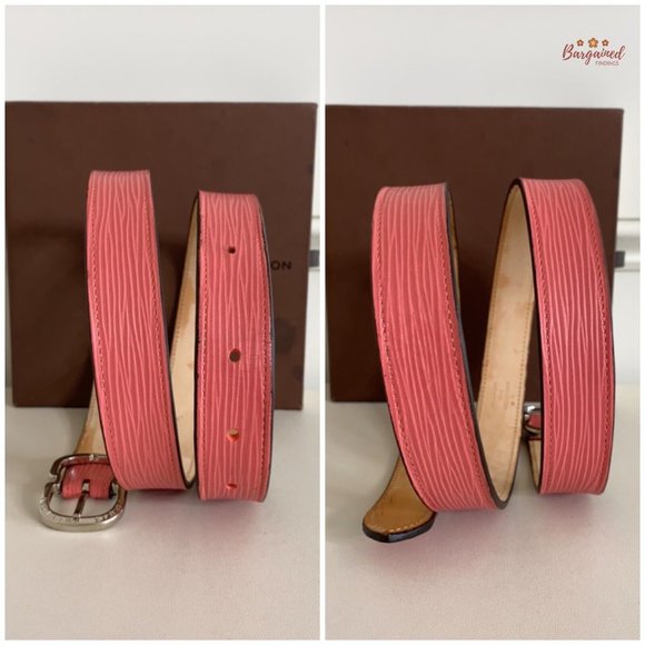 Authentic Louis Vuitton Pink Epi Leather Slim Silver Butterfly Buckle Belt 85/34 - Picture 8 of 13